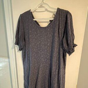 Toad & Co. dress -- standard length, short sleeve, blue floral XL